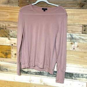 J.Crew size large pink crewneck lightweight 100% merino wool sweater